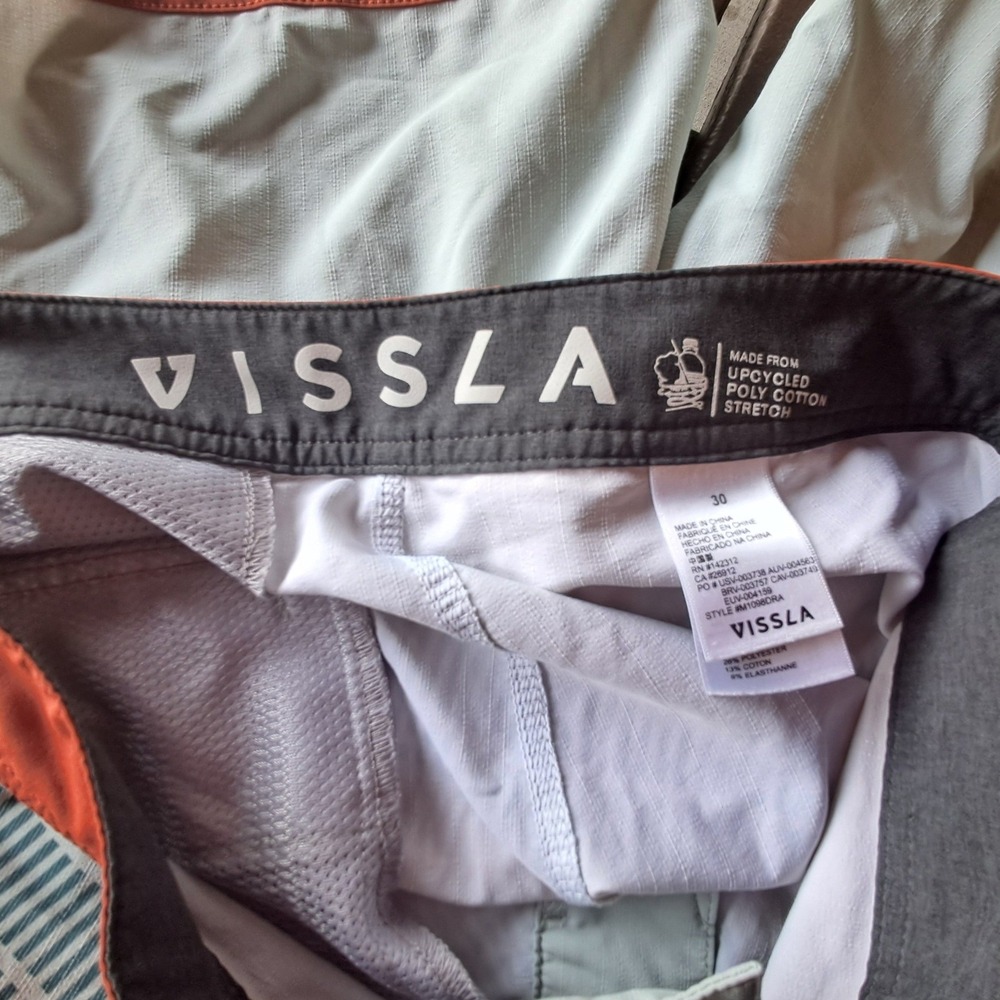 Vissla Board Shorts Mens 30 Gray Orange Stripe 4-Way Stretch Surf Swim - Picture 8 of 8